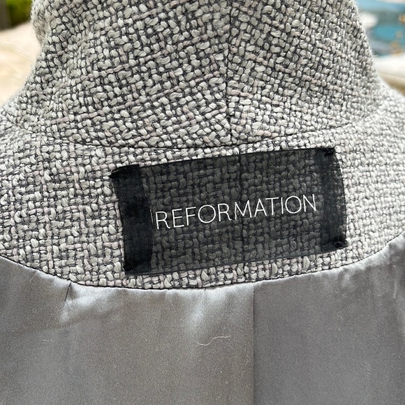 Reformation long grey swing full length dress coat with full lining in satin - Picture 6 of 14